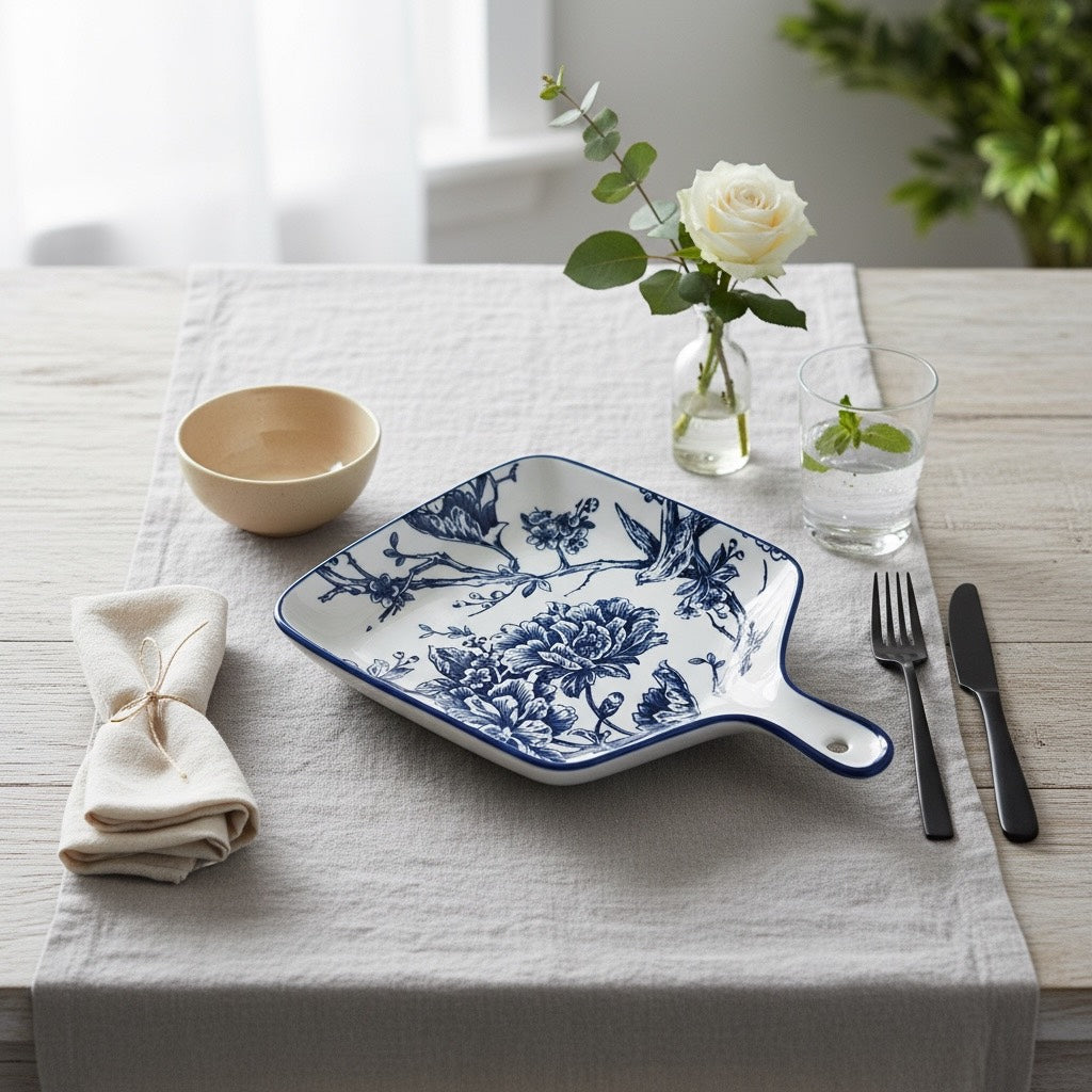 Midnight Garden Porcelain Serving Platter Set (Set of 4)