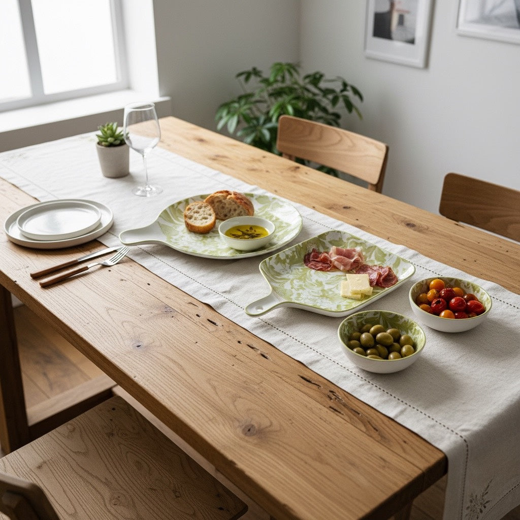 Verdant Bloom Porcelain Serving Platter Set (4-Piece)