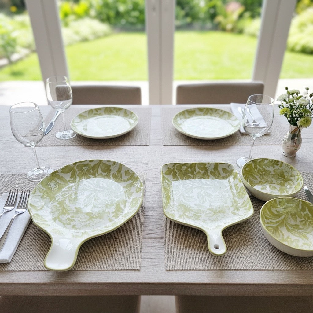 Verdant Bloom Porcelain Serving Platter Set (4-Piece)