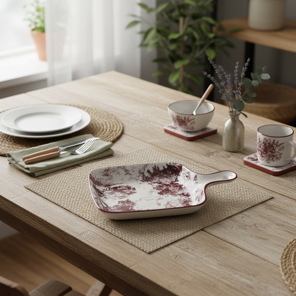 Crimson Earth Porcelain Platter Set (Set of 2)