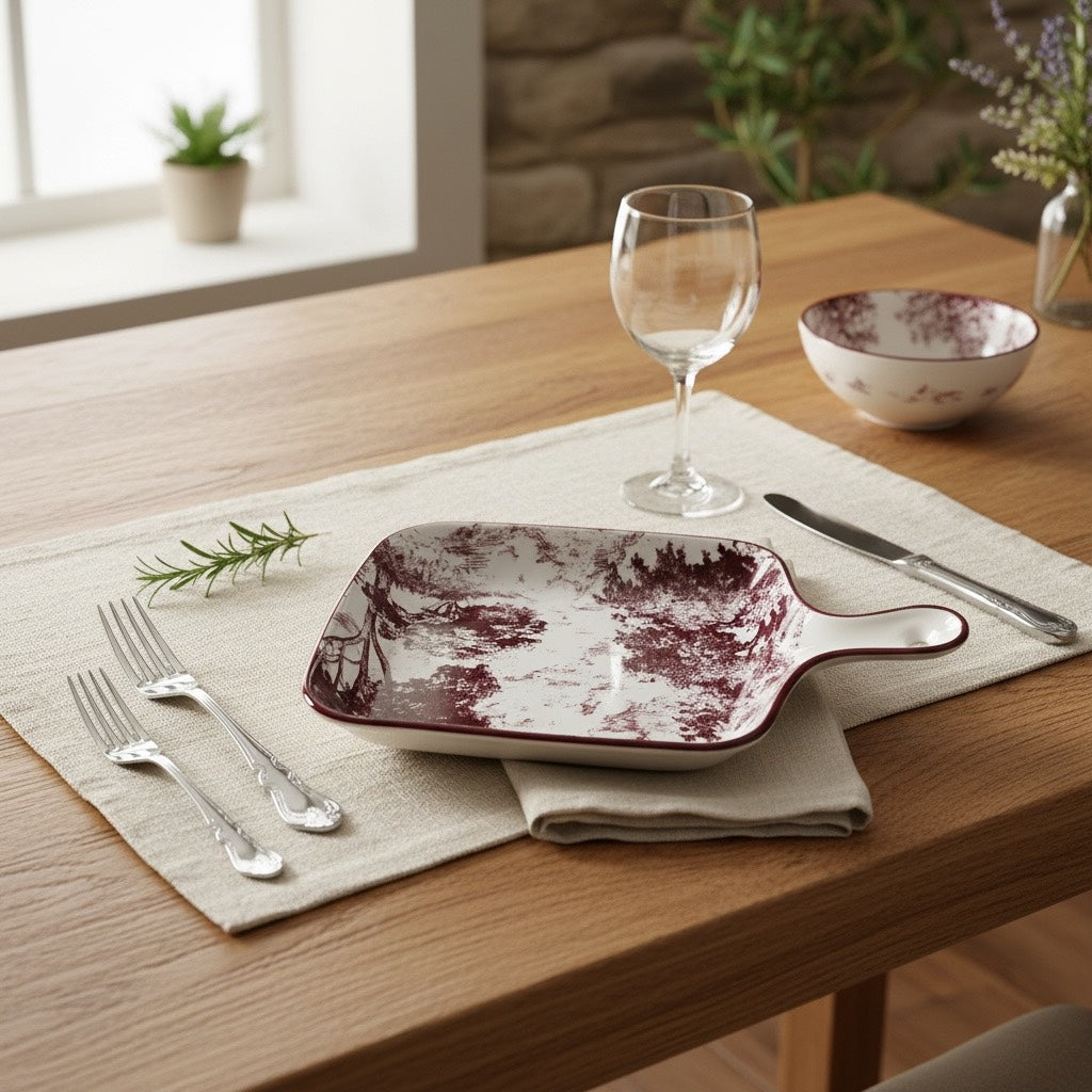 Crimson Earth Porcelain Platter Set (Set of 2)