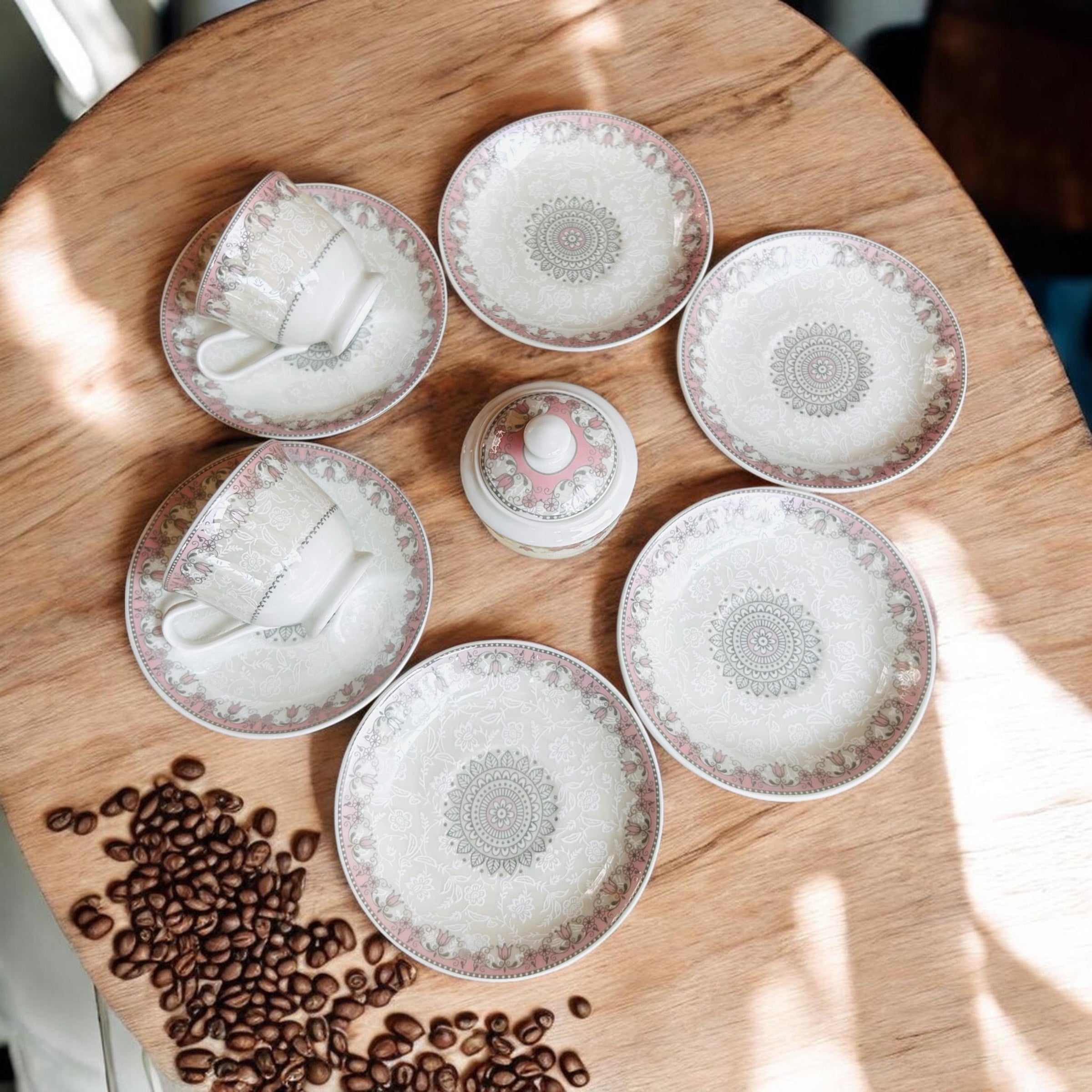 Imperial Rose Silver Premium Porcelain Tea Set (15 Pieces) - Fine Premium Porcelain, Totally Chemical Free