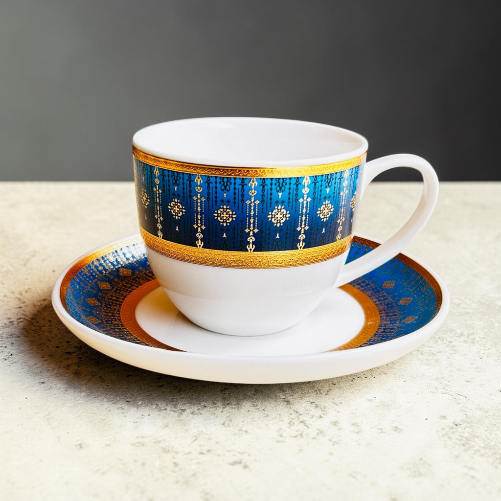 Royal Sapphire Gold Heritage Tea Set (12 Pieces) - Finest Premium Porcelain, Totally Chemical Free, Designed in Japan
