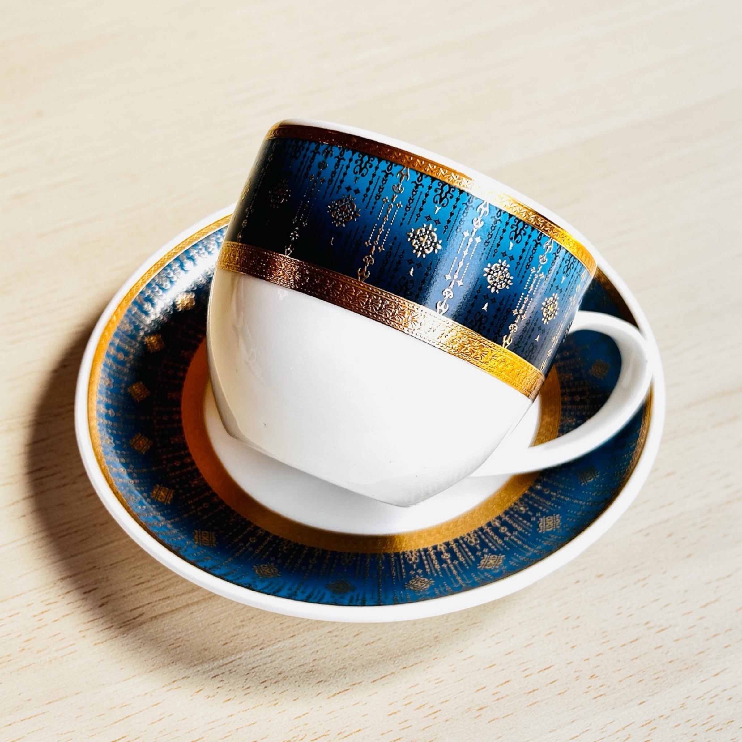 Royal Sapphire Gold Heritage Tea Set (12 Pieces) - Finest Premium Porcelain, Totally Chemical Free, Designed in Japan