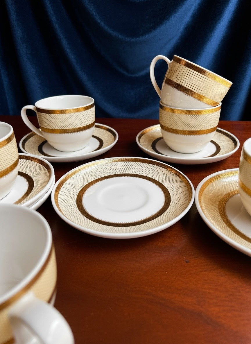 Imperial Ivory Gold Porcelain Tea Set (8 Pieces) - Finest Premium Porcelain, Totally Chemical Free and Designed in Japan