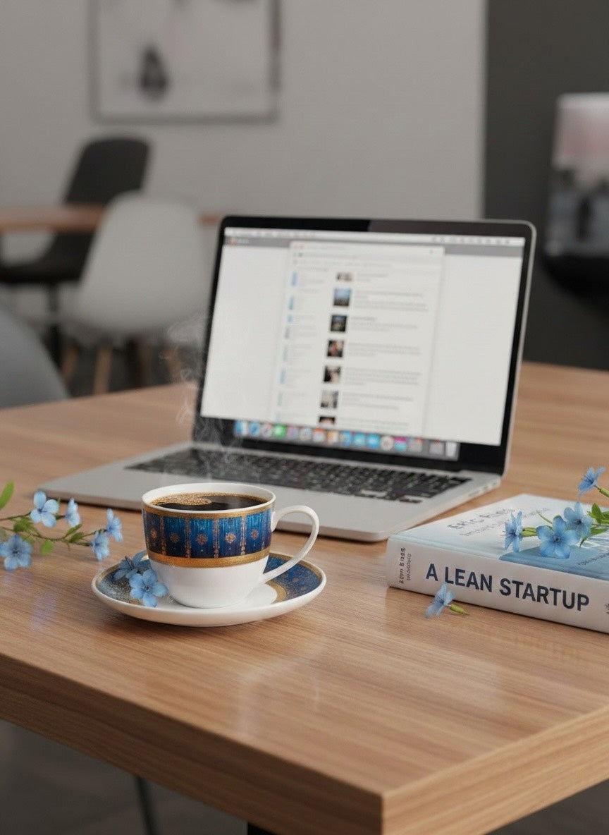 Royal Sapphire Gold Heritage Tea Set (12 Pieces) - Finest Premium Porcelain, Totally Chemical Free, Designed in Japan