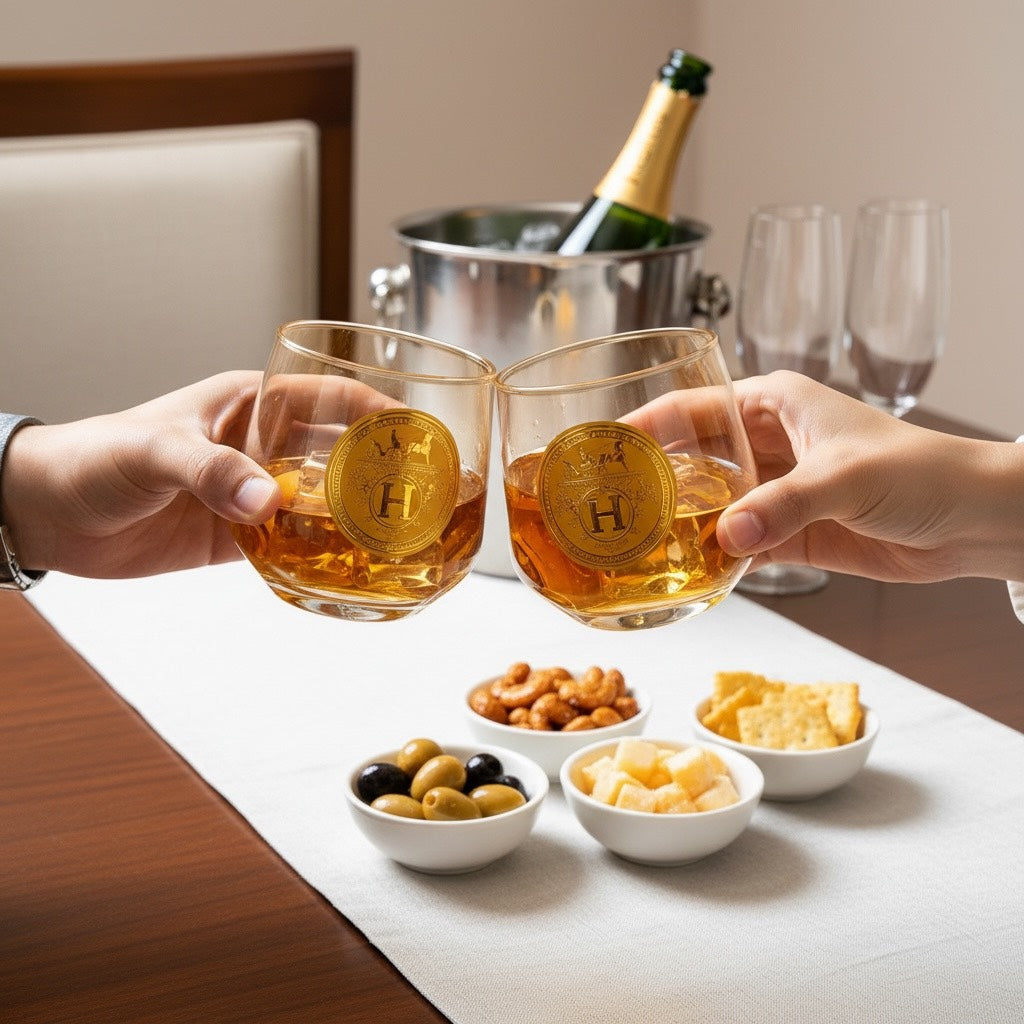 Sovereign 24K Gold Swarovski Crystal Whisky Glass Set (2 Pieces)-Turkey Crystalite collection