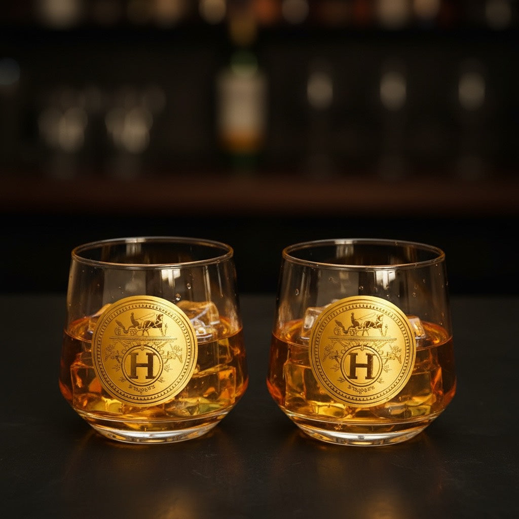 Sovereign 24K Gold Swarovski Crystal Whisky Glass Set (2 Pieces)-Turkey Crystalite collection
