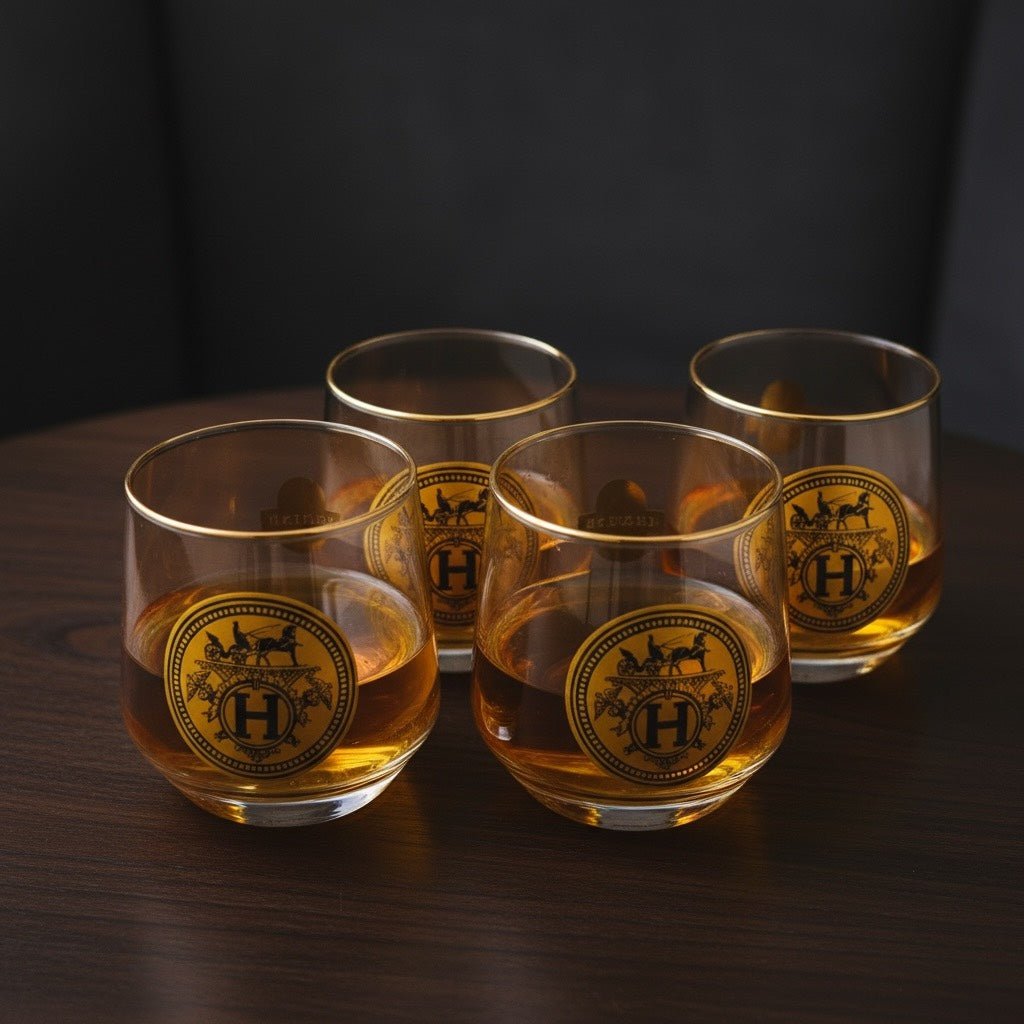 Sovereign 24K Gold Swarovski Crystal Whisky Glass Set (2 Pieces)-Turkey Crystalite collection