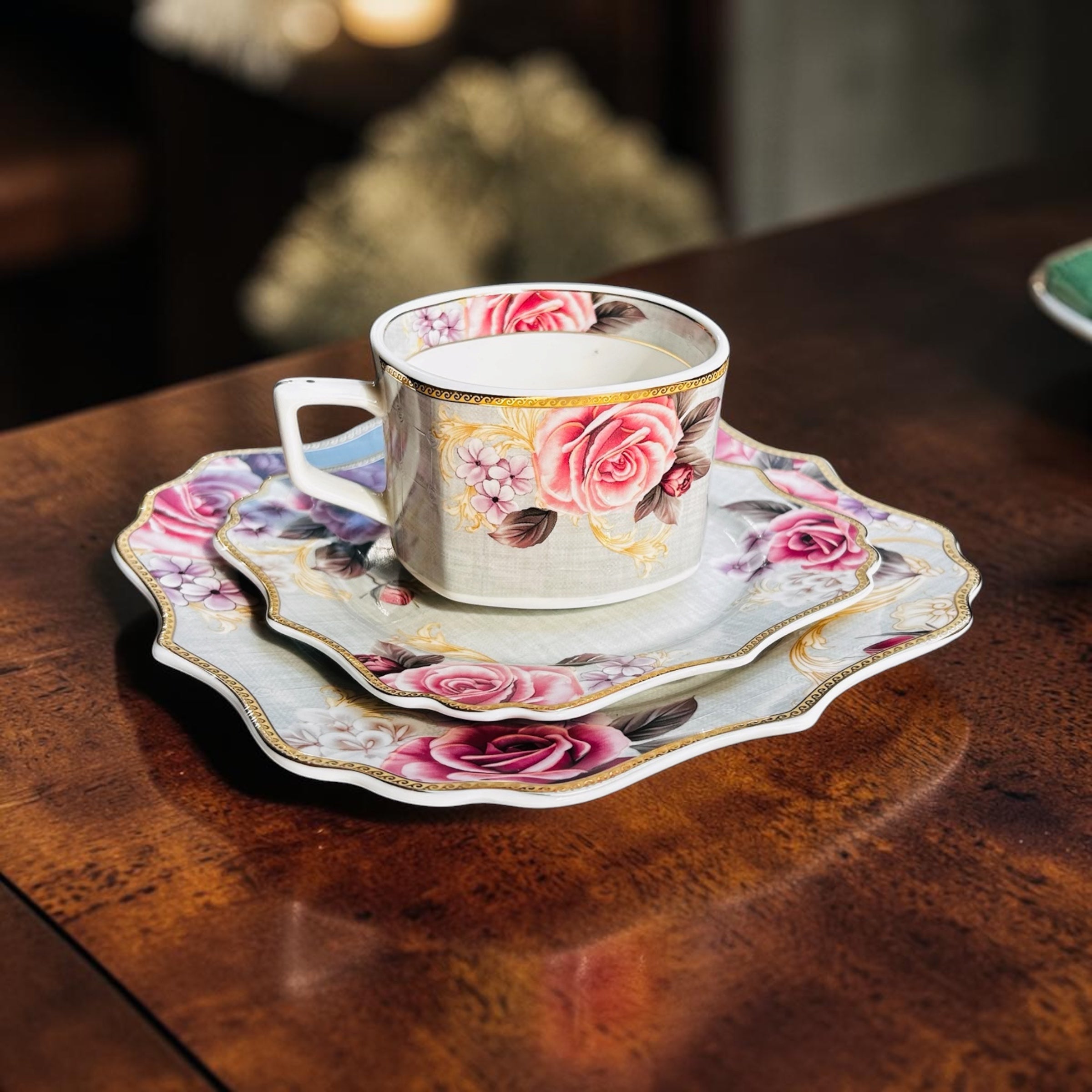 Maison de Fleur Premium Tea Set (6 Cups, 6 Saucers & 6 Snack plates)