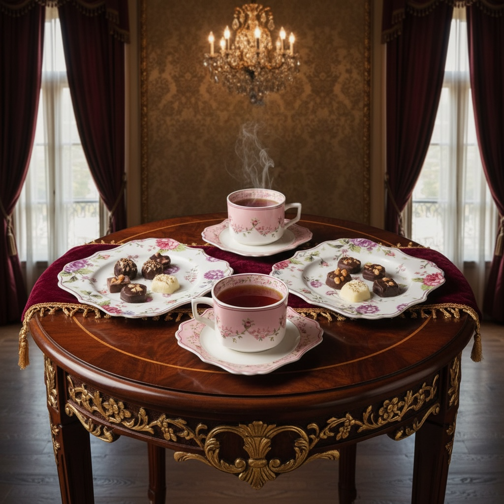 Palais de Roses Deluxe Set (6 Cups, 6 Saucers, 6 Snack plates)