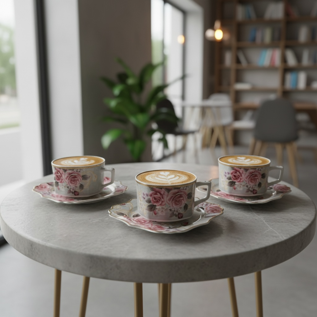 Maison de Fleur Premium Tea Set (6 Cups, 6 Saucers & 6 Snack plates)