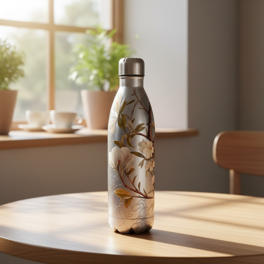 Peacock Bottle - 3 pieces - 1000ml & 420ml & 250ml - Silver Gold Peach (Value Pack)
