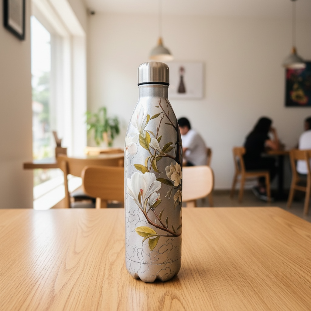 Peacock Bottle - 3 pieces - 1000ml & 420ml & 250ml - Silver Gold Peach (Value Pack)