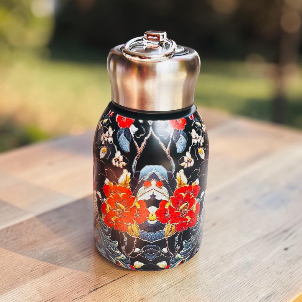 Peacock Majesty Bottle - Metallic Black (250ML, Multipurpose use, Pocket Friendly, HOT & COLD, Leak Proof Lid)