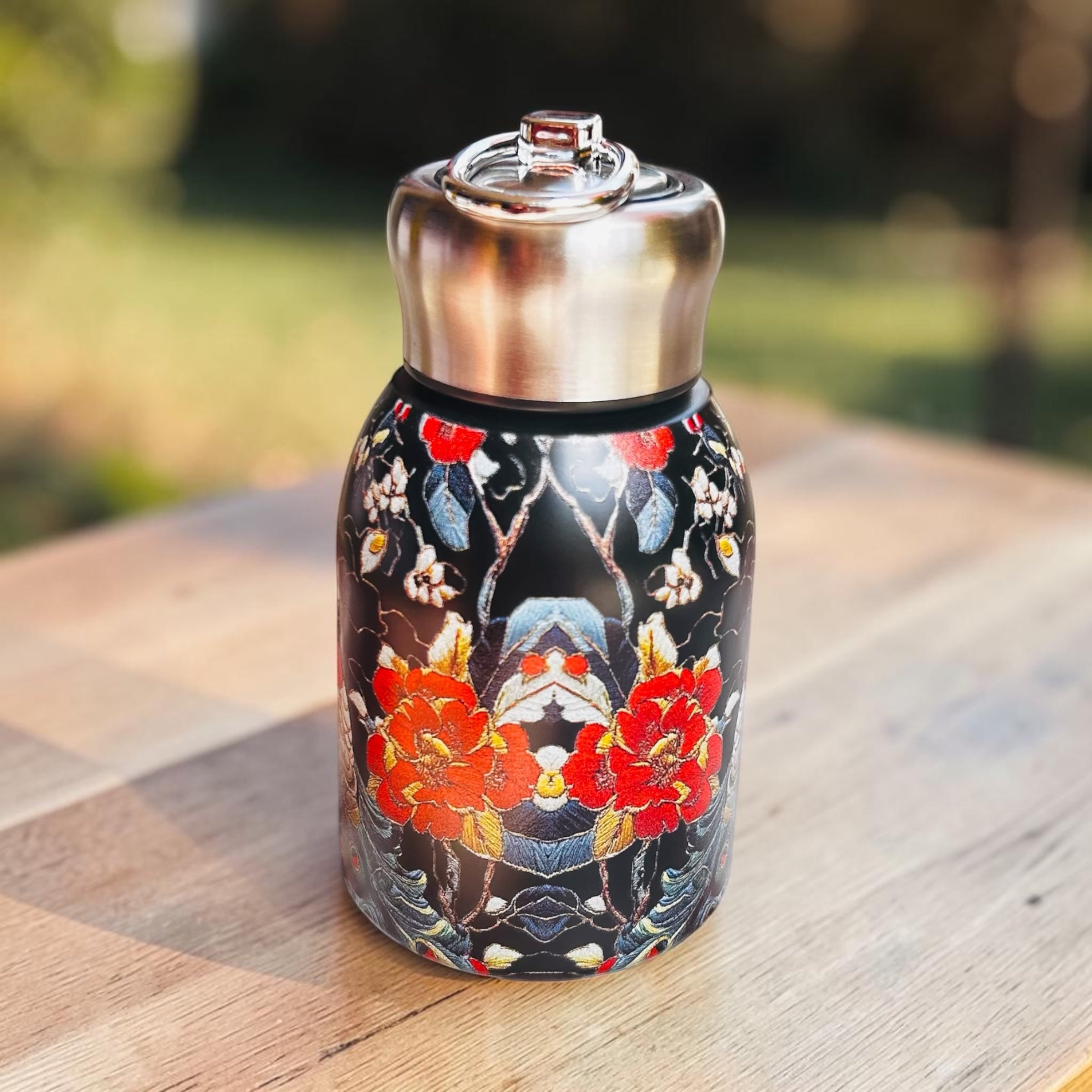 Peacock Majesty Bottle - Metallic Black (250ML, Multipurpose use, Pocket Friendly, HOT & COLD, Leak Proof Lid)