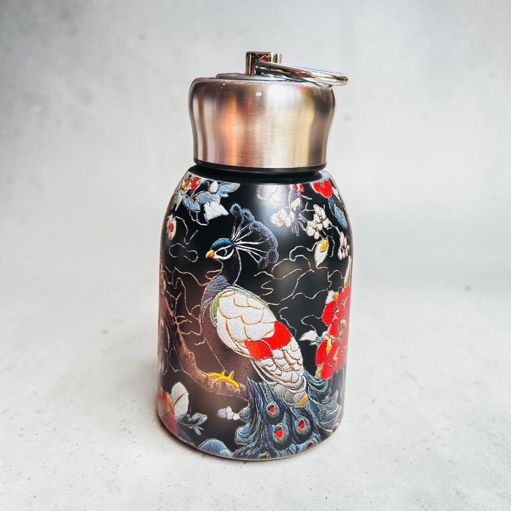 Peacock Majesty Bottle - Metallic Black (250ML, Multipurpose use, Pocket Friendly, HOT & COLD, Leak Proof Lid)
