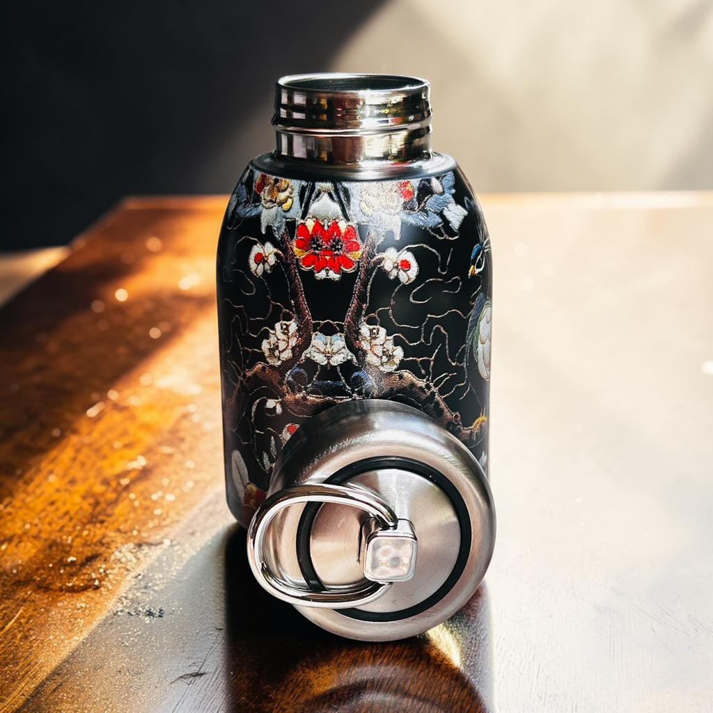 Peacock Majesty Bottle - Metallic Black (250ML, Multipurpose use, Pocket Friendly, HOT & COLD, Leak Proof Lid)