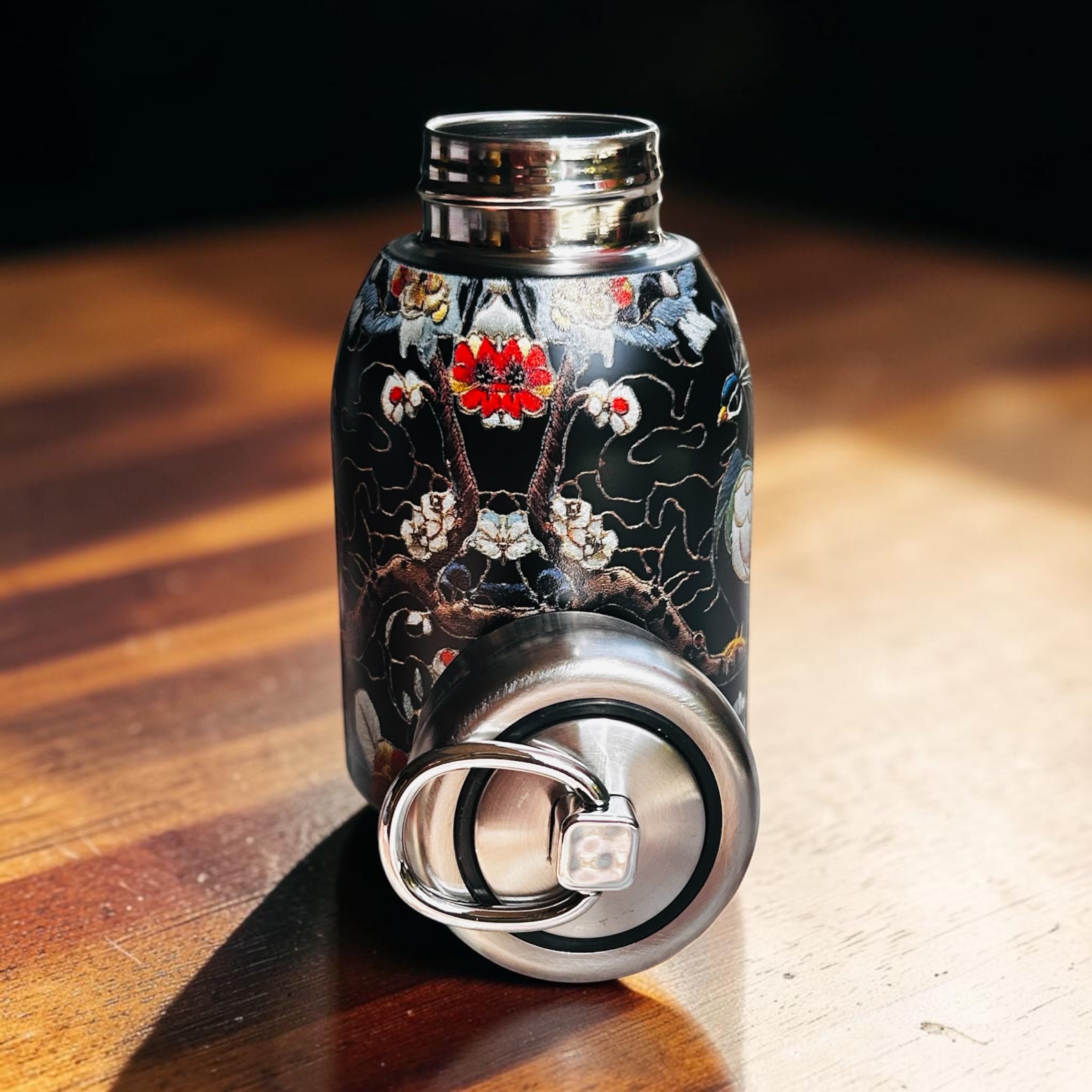 Peacock Majesty Bottle - Metallic Black (250ML, Multipurpose use, Pocket Friendly, HOT & COLD, Leak Proof Lid)