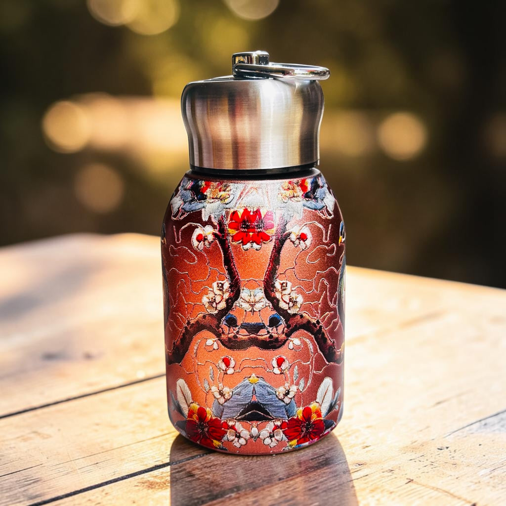 Peacock Royal Insulated Bottle - 250ml & 420ml (2Pc.)(Metallic Gold & Metallic Peach) (Value Pack)
