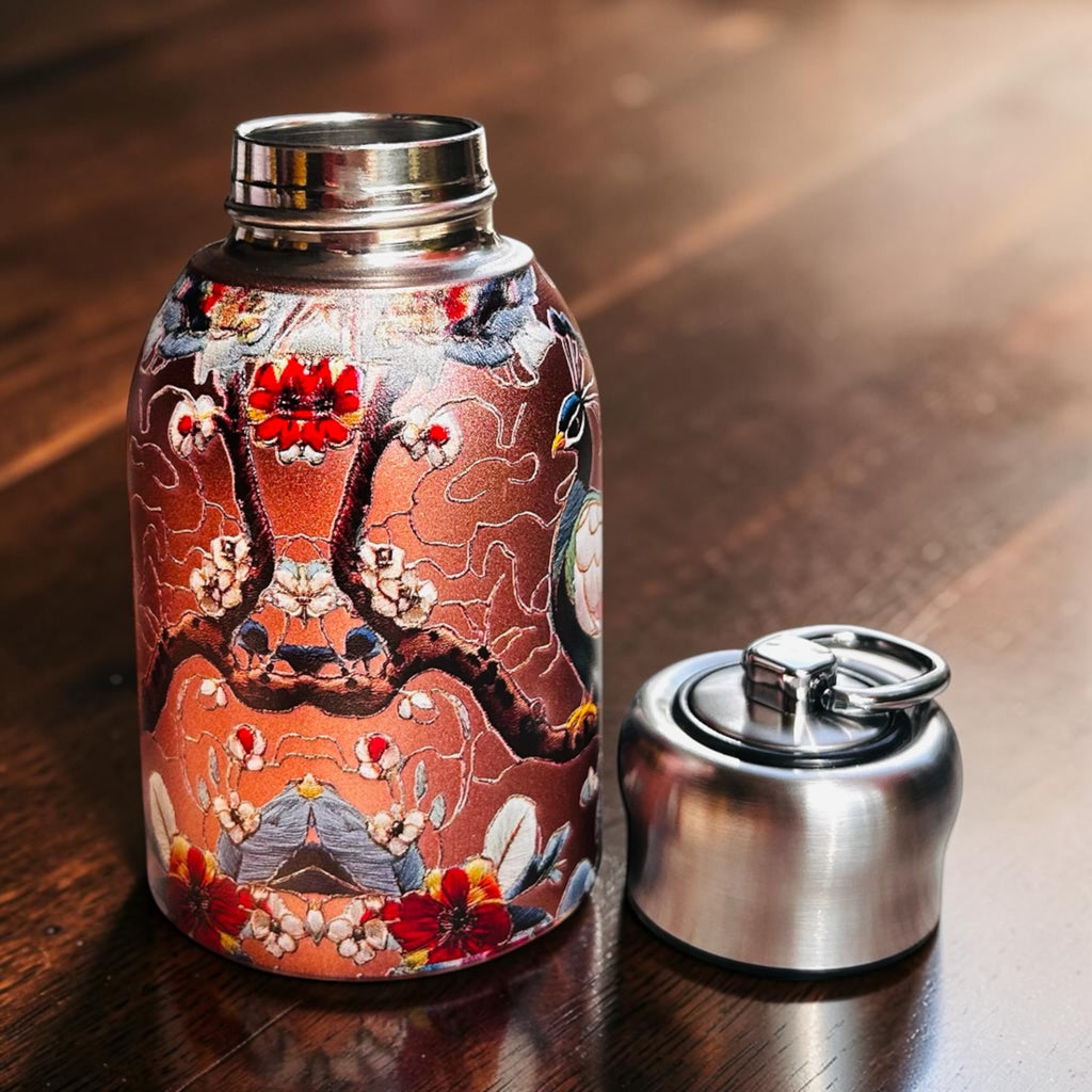 Peacock Bottle - 3 pieces - 1000ml & 420ml & 250ml - Silver Gold Peach (Value Pack)