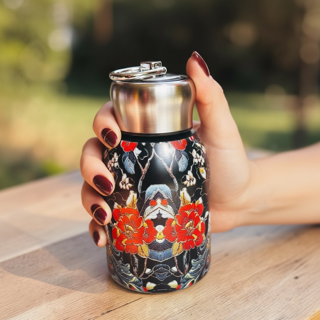 Peacock Majesty Bottle - Metallic Black (250ML, Multipurpose use, Pocket Friendly, HOT & COLD, Leak Proof Lid)