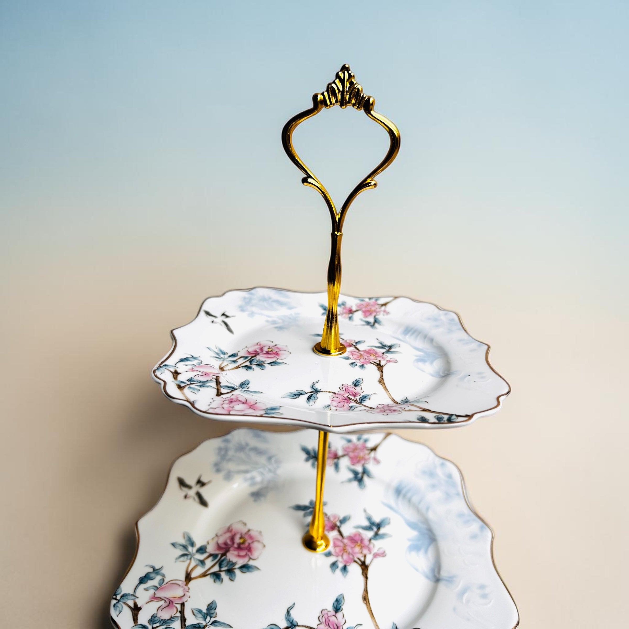 Duchess Floral Porcelain 3-Tier Dessert Stand (Vintage Collection, Finest Premium Porcelain, Gift Packaging)