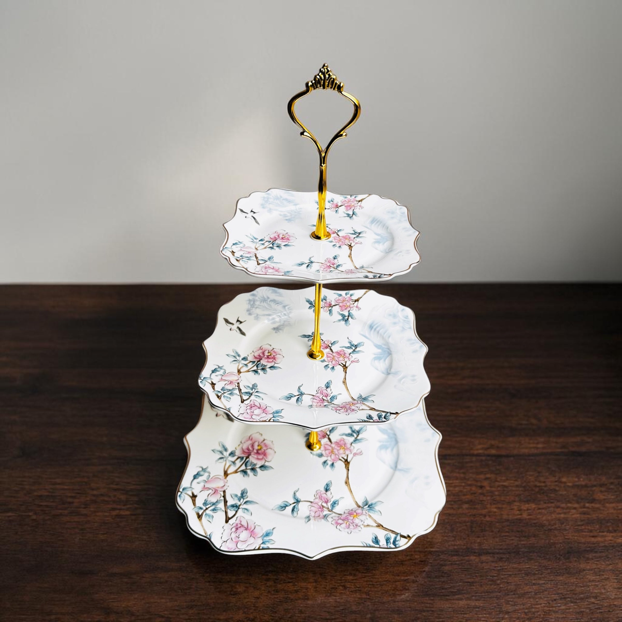 Duchess Floral Porcelain 3-Tier Dessert Stand (Vintage Collection, Finest Premium Porcelain, Gift Packaging)