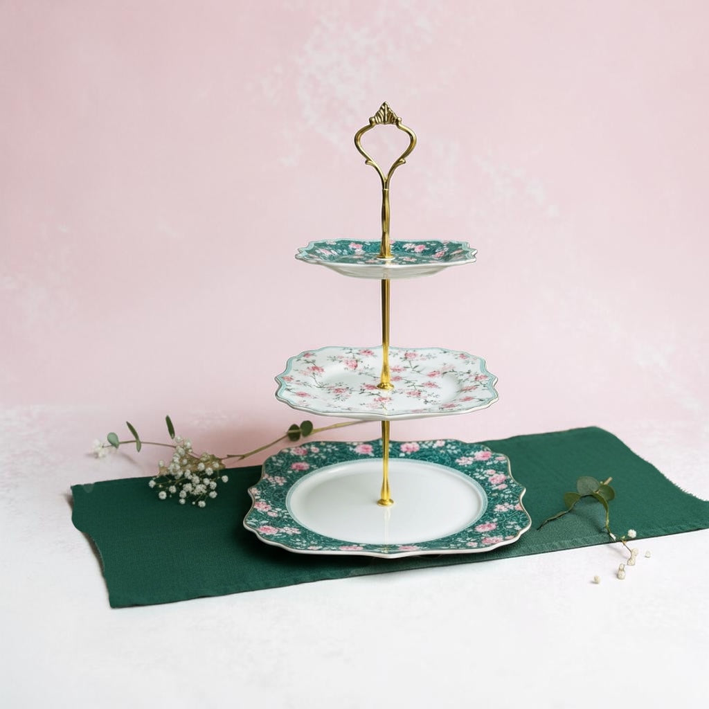Jardin Mystique Premium Porcelain Tea, Snack & Dessert Stand Set (19 Pieces) - VALUE PACK