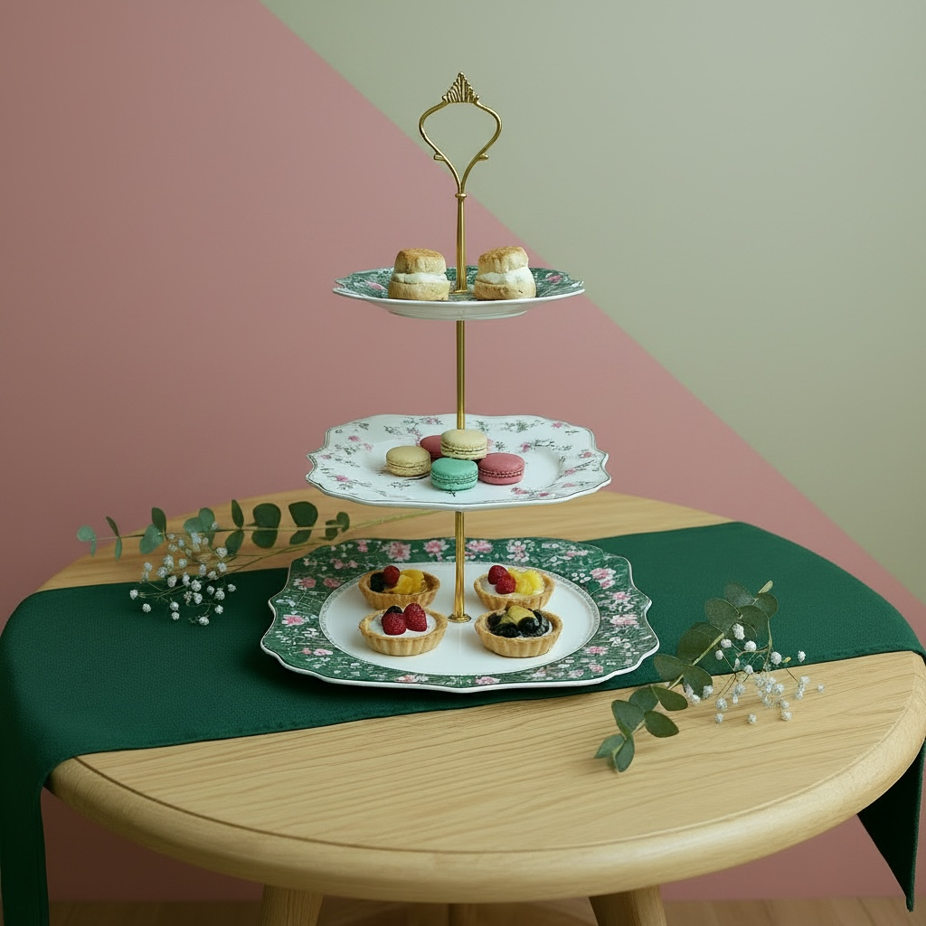 Jardin Mystique Premium Porcelain Tea, Snack & Dessert Stand Set (19 Pieces) - VALUE PACK