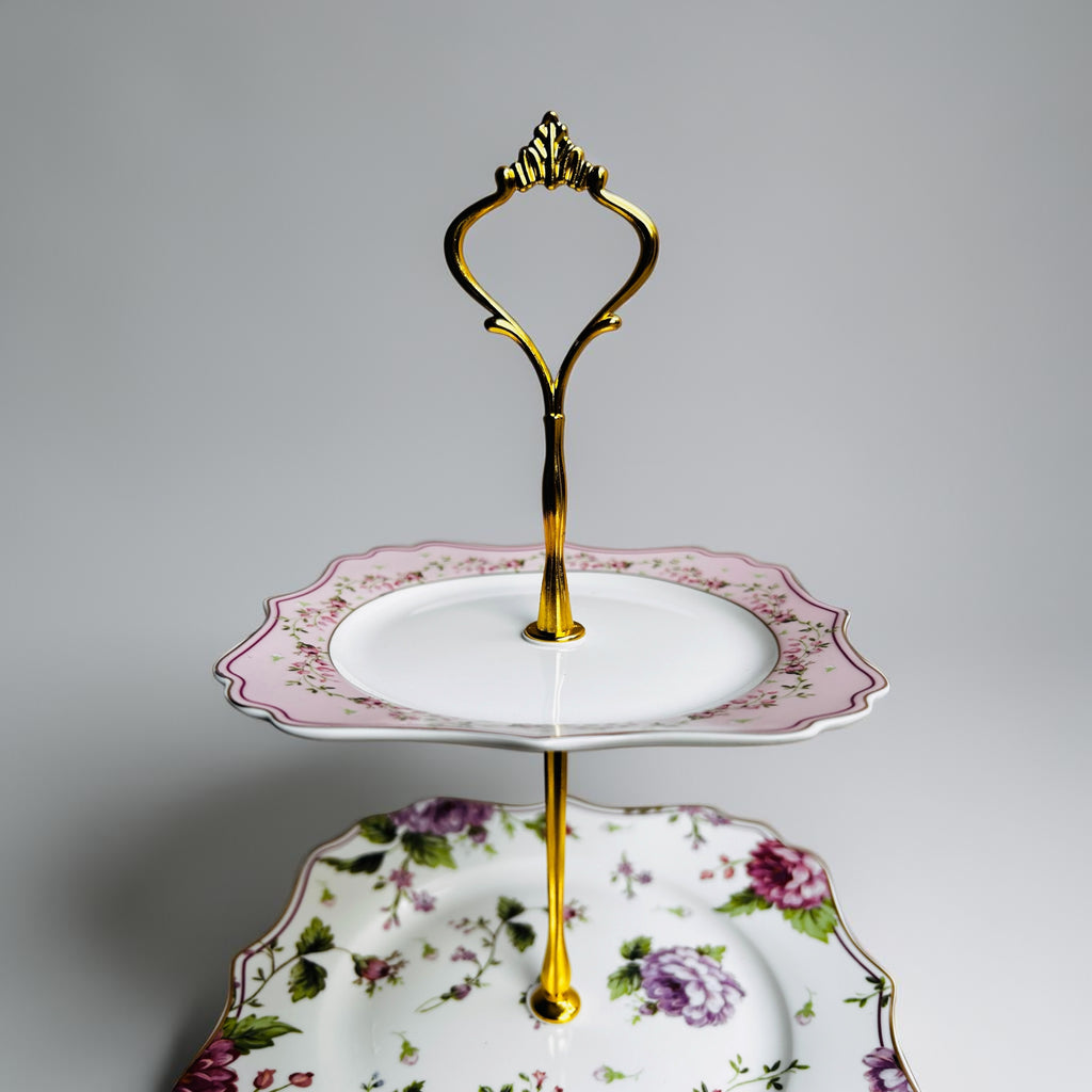 Regency Rose Garden 3-Tier Dessert Stand (Vintage Collection, Finest Premium Porcelain, Gift Packaging)