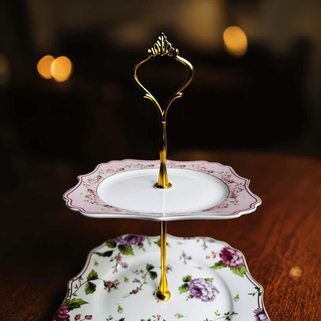 Regency Rose Garden 3-Tier Dessert Stand (Vintage Collection, Finest Premium Porcelain, Gift Packaging)