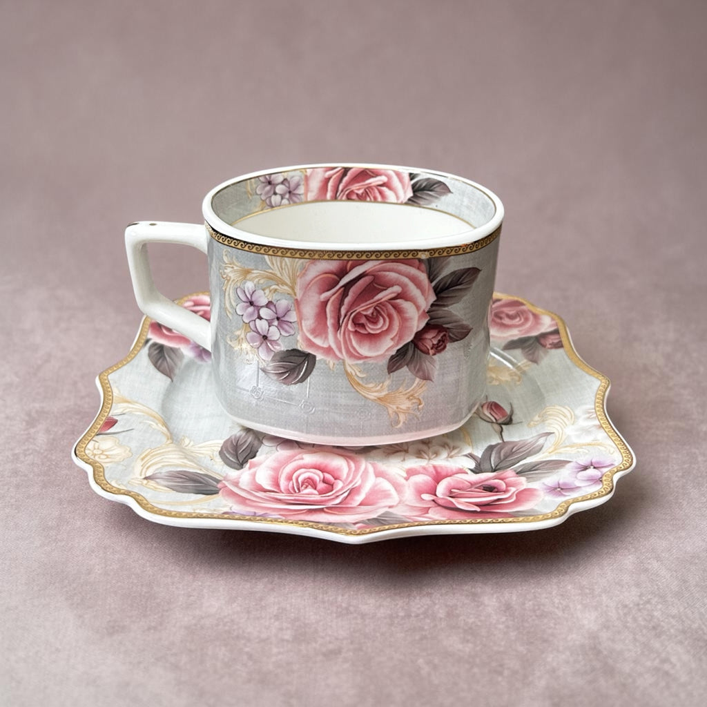 Maison de Fleur Premium Tea Set (18 Pieces; 6 Cups, 6 Saucers & 6 Snack plates)