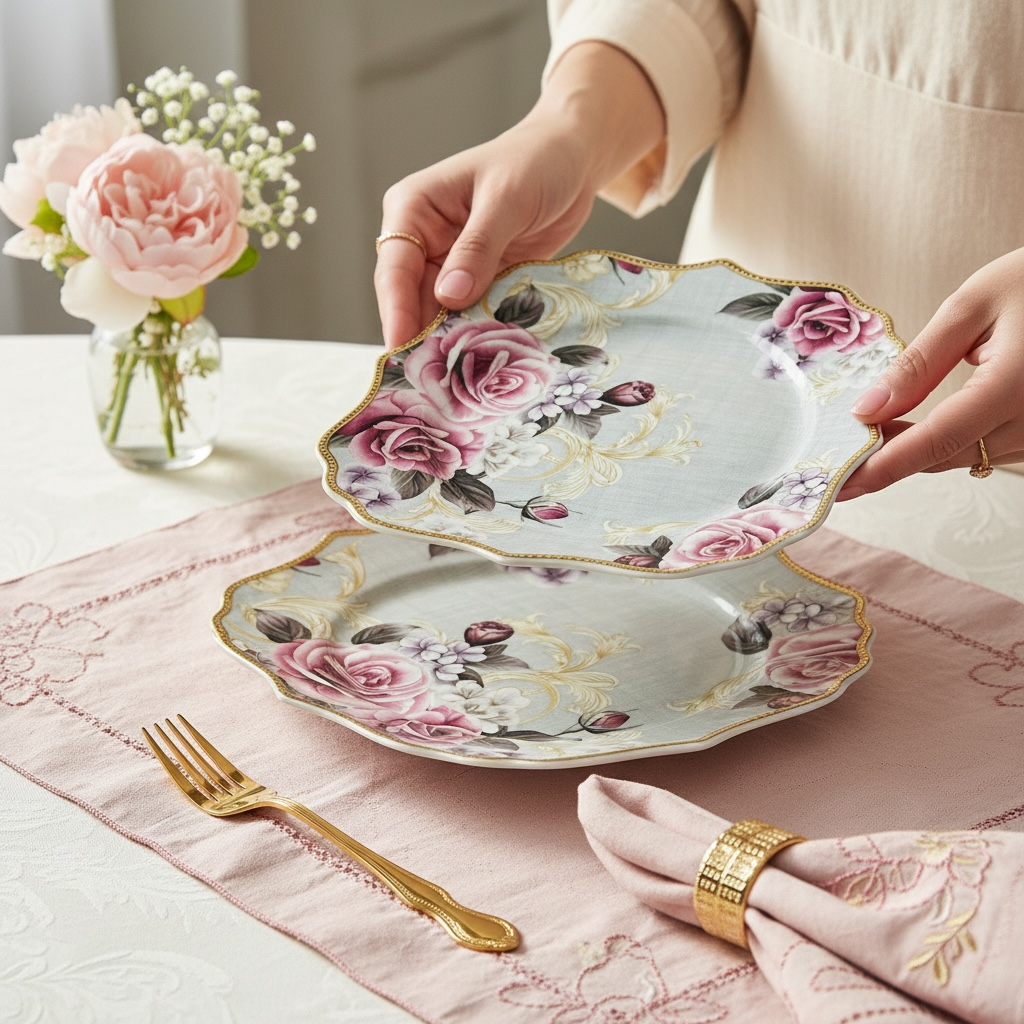 Maison de Fleur Premium Tea Set (12 pieces; 6 Cups & 6 Saucers)