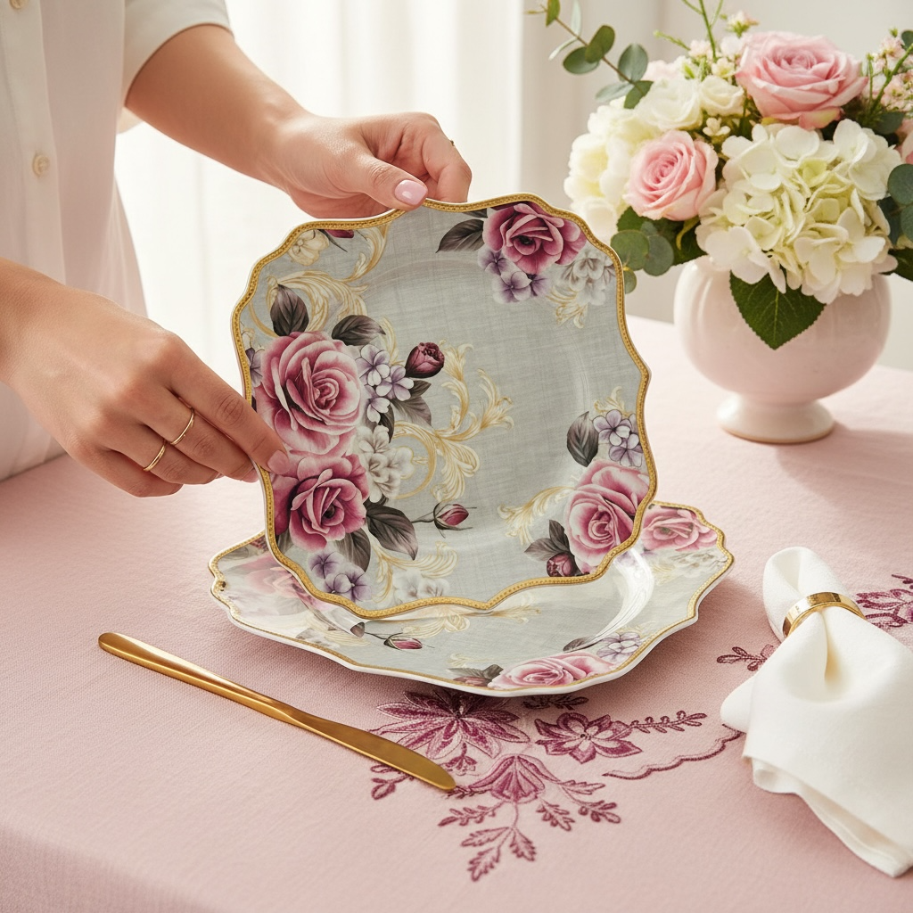 Maison de Fleur Premium Tea Set (12 pieces; 6 Cups & 6 Saucers)
