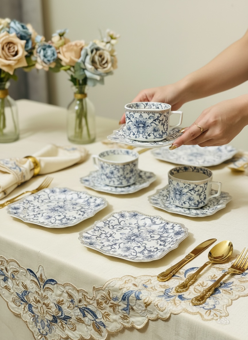 Somerset Garden Tea Set (12 Pieces; 6 Cups & 6 Saucers)