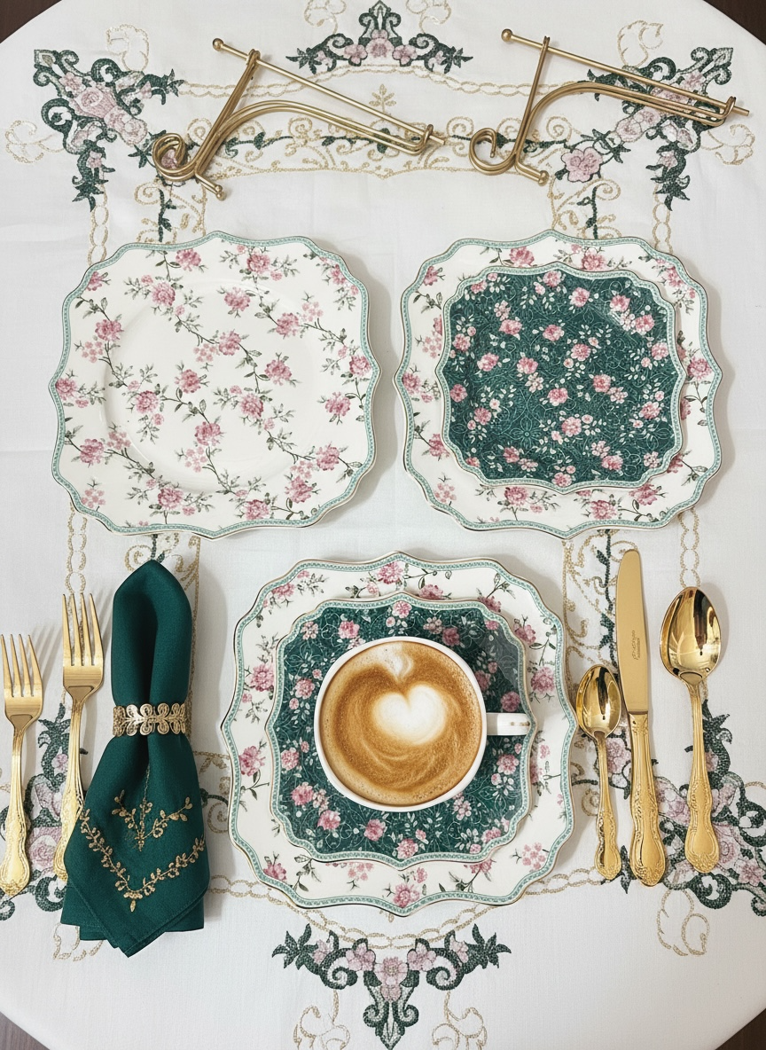 Jardin Mystique Tea Set (12 Pieces; 6 Cups & 6 Saucers)