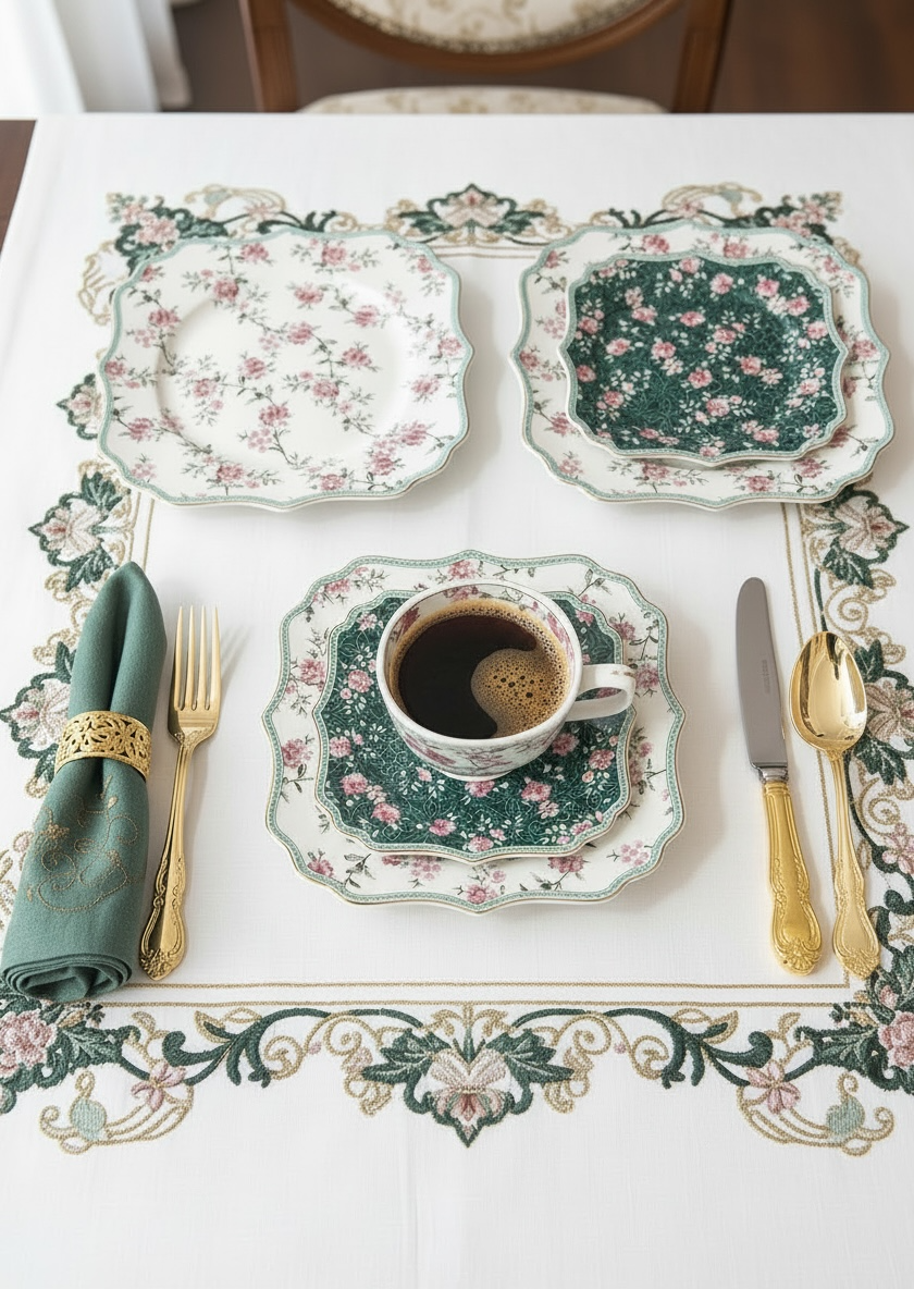 Jardin Mystique Premium Porcelain Tea, Snack & Dessert Stand Set (19 Pieces) - VALUE PACK