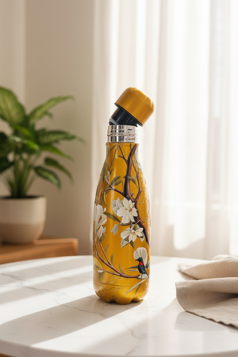 Peacock Royal Insulated Bottle - 250ml & 420ml (2Pc.)(Metallic Gold & Metallic Peach) (Value Pack)