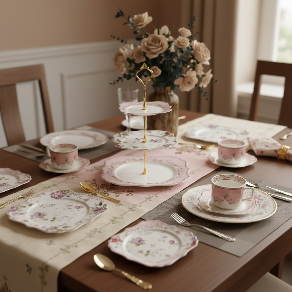 Palais de roses Premium Porcelain Tea, Snack & Dessert Stand Set (19 Pieces) - VALUE PACK