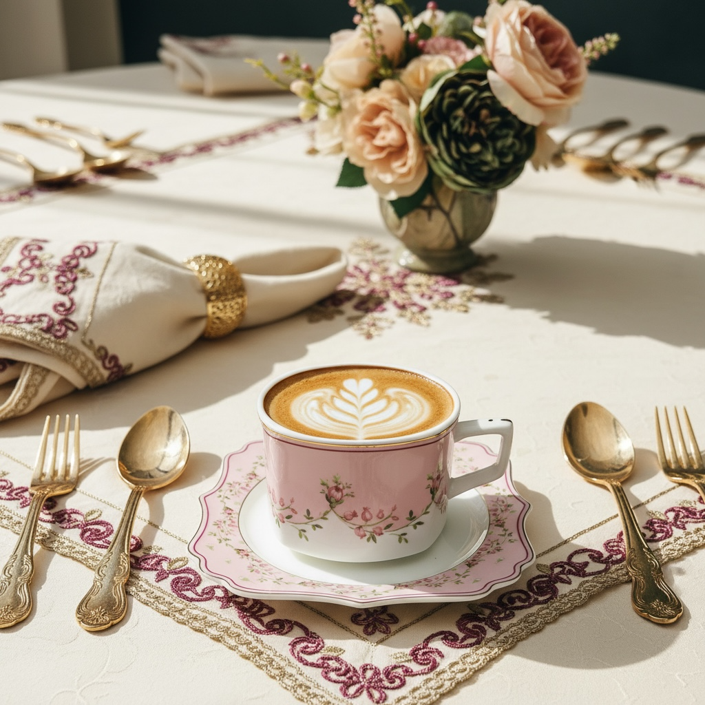 Palais de Roses Deluxe Set (18 Pieces; 6 Cups, 6 Saucers, 6 Snack plates)
