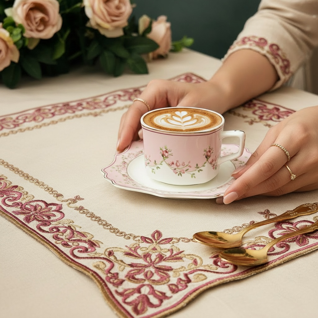 Palais de Roses Deluxe Set (12 Pieces; 6 Cups & 6 Saucers)