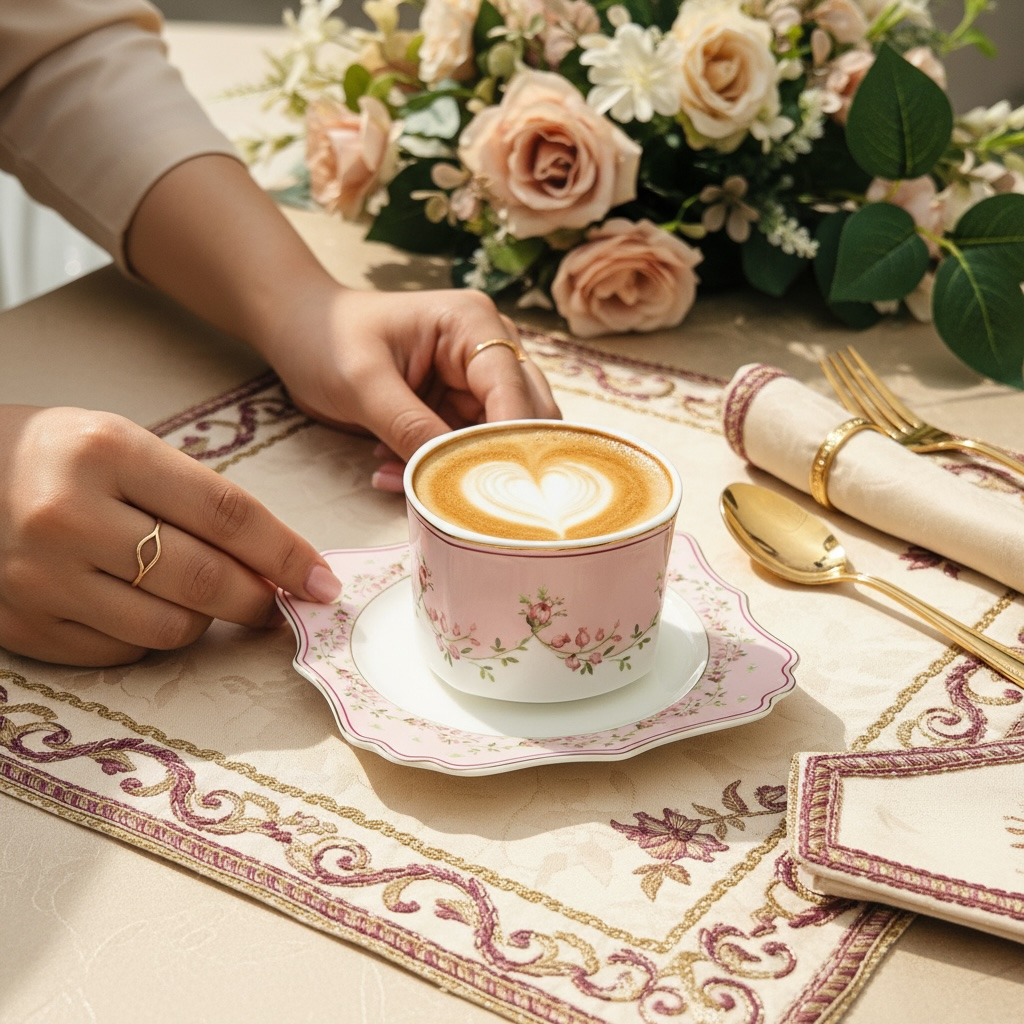 Palais de Roses Deluxe Set (12 Pieces; 6 Cups & 6 Saucers)