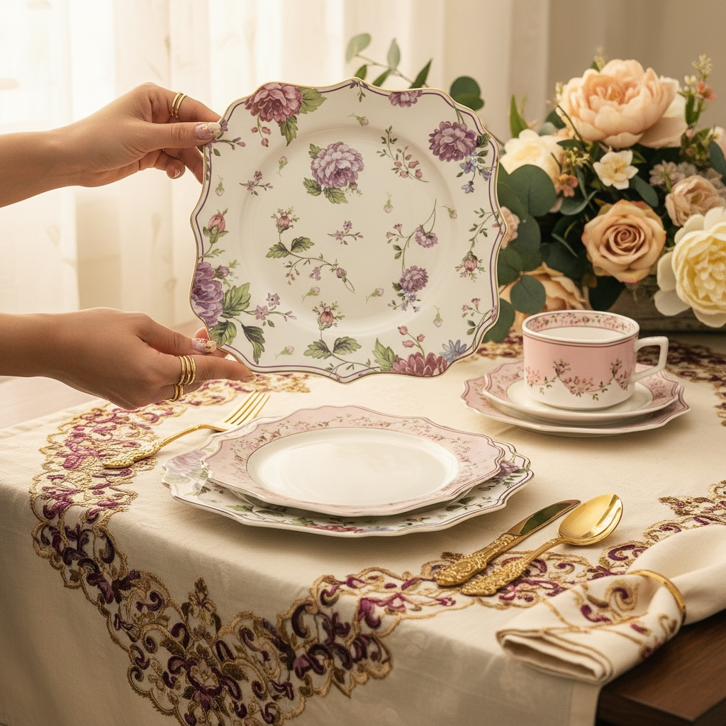 Palais de Roses Deluxe Set (12 Pieces; 6 Cups & 6 Saucers)