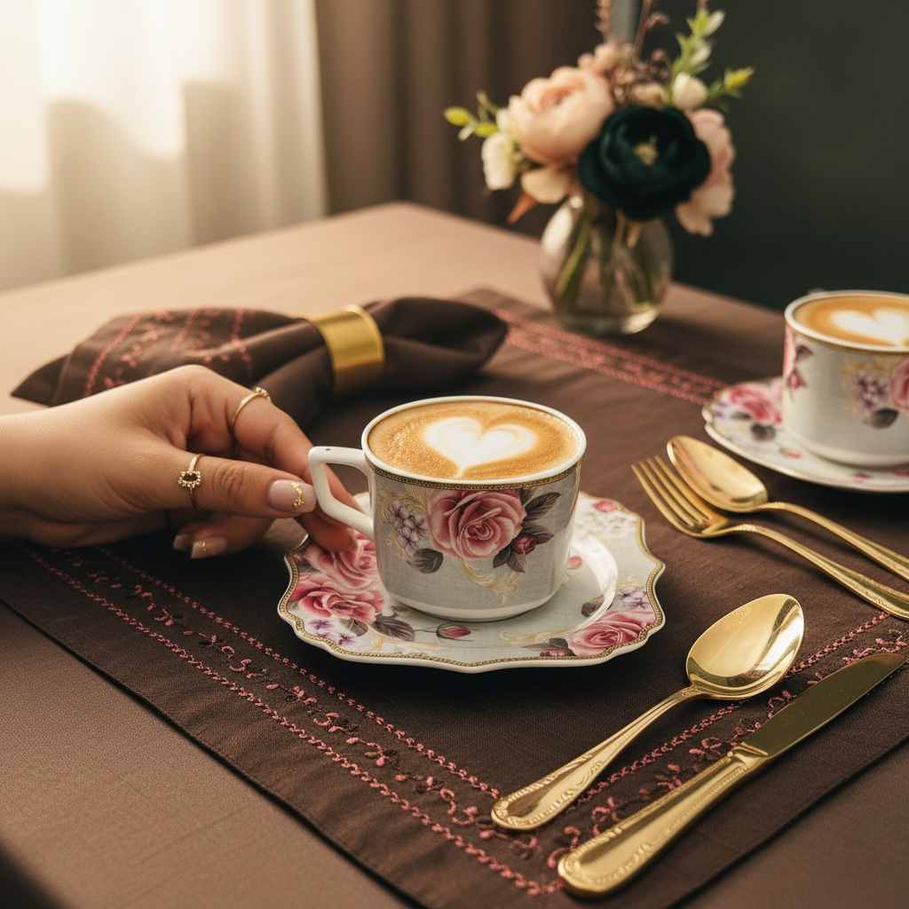 Maison de Fleur Premium Tea Set (12 pieces; 6 Cups & 6 Saucers)