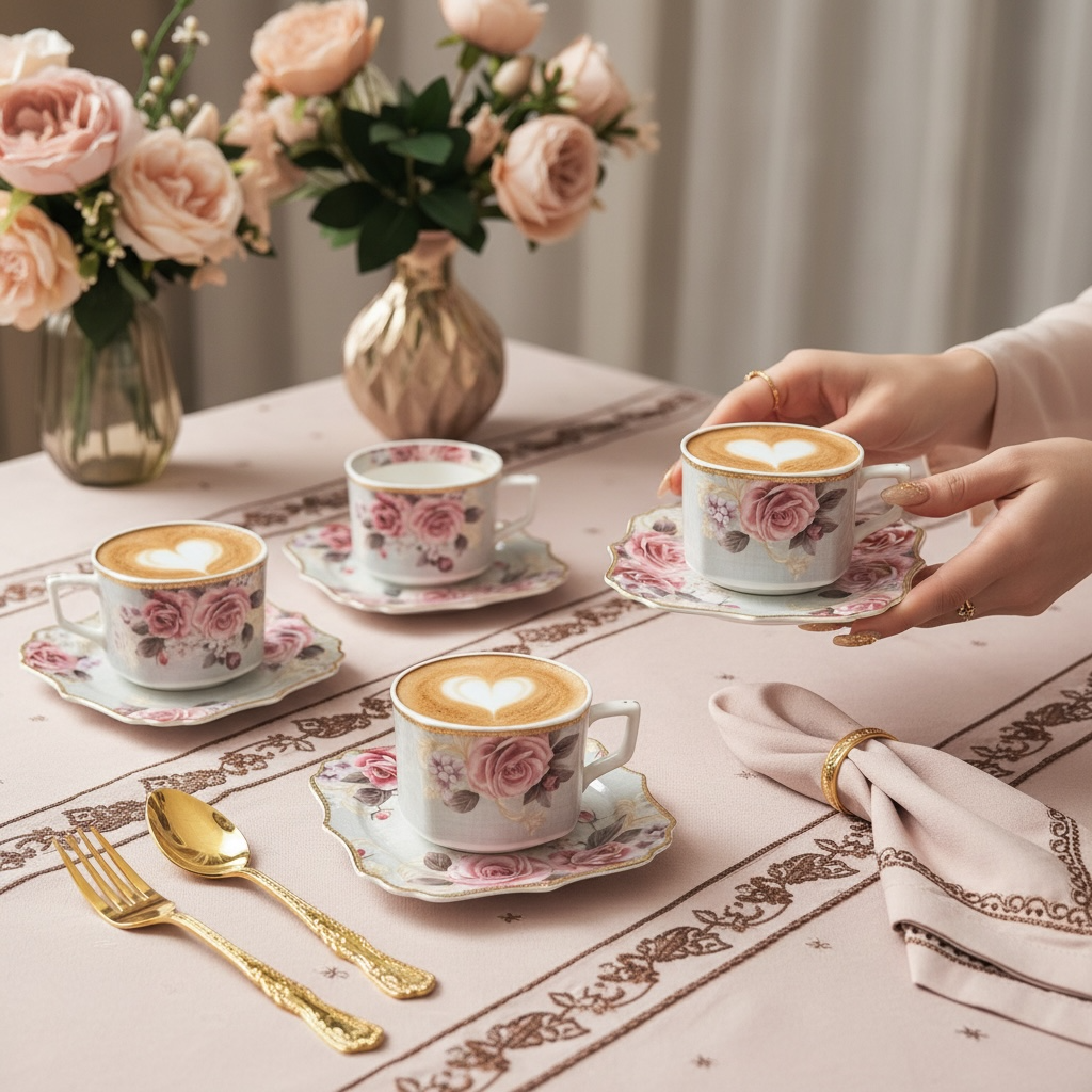 Maison de Fleur Premium Tea Set (12 pieces; 6 Cups & 6 Saucers)
