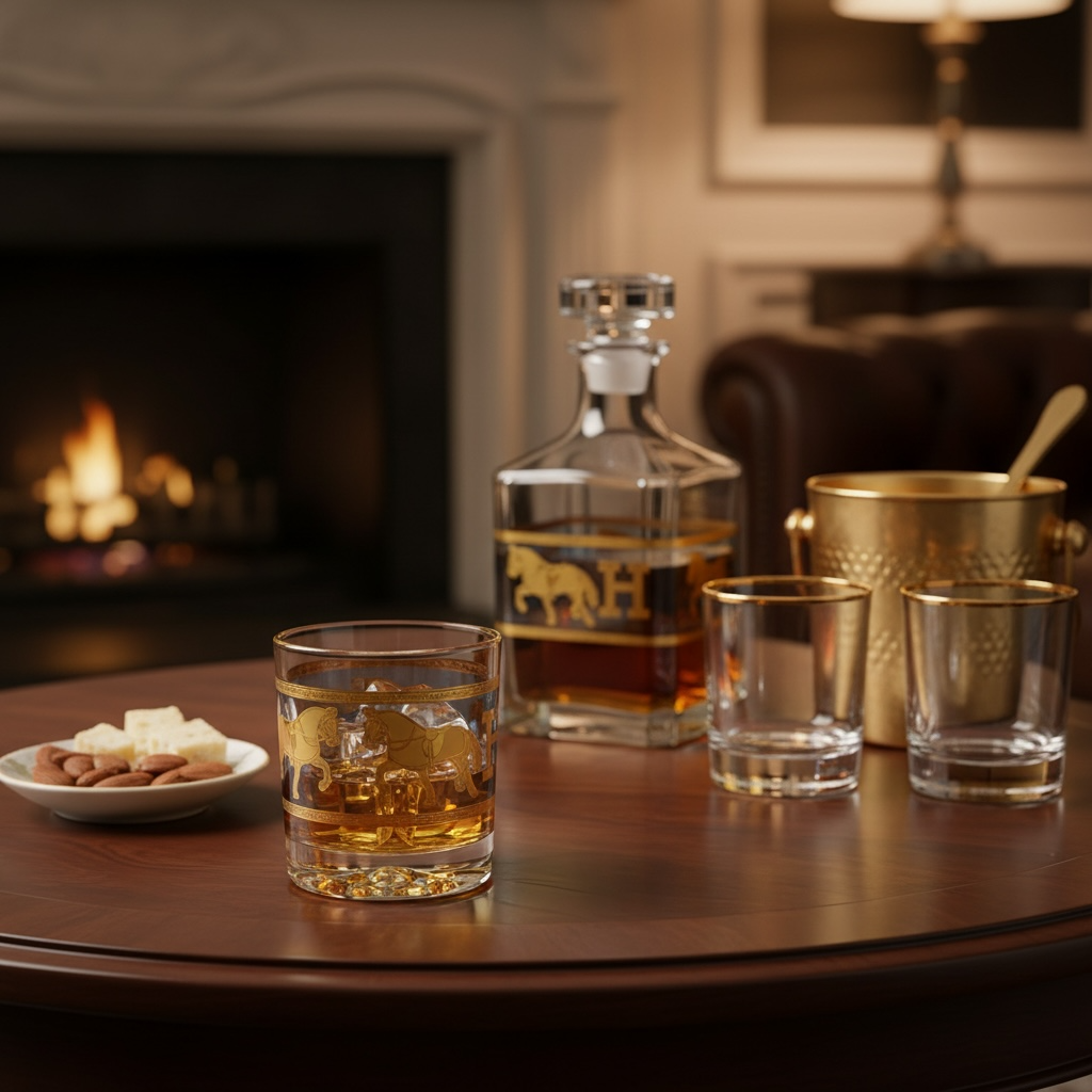 Royal Sovereign 24K Gold Swarovski Crystal Whisky Glass Set (2 Pieces)-Turkey Crystalite collection