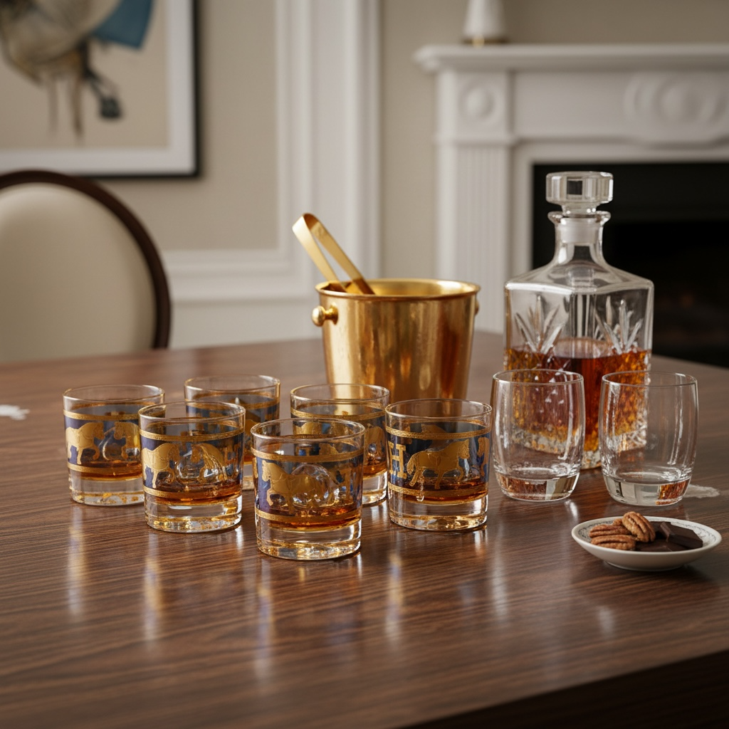 Royal Sovereign 24K Gold Swarovski Crystal Whisky Glass Set (2 Pieces)-Turkey Crystalite collection