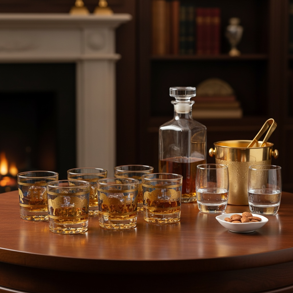 Royal Sovereign 24K Gold Swarovski Crystal Whisky Glass Set (2 Pieces)-Turkey Crystalite collection