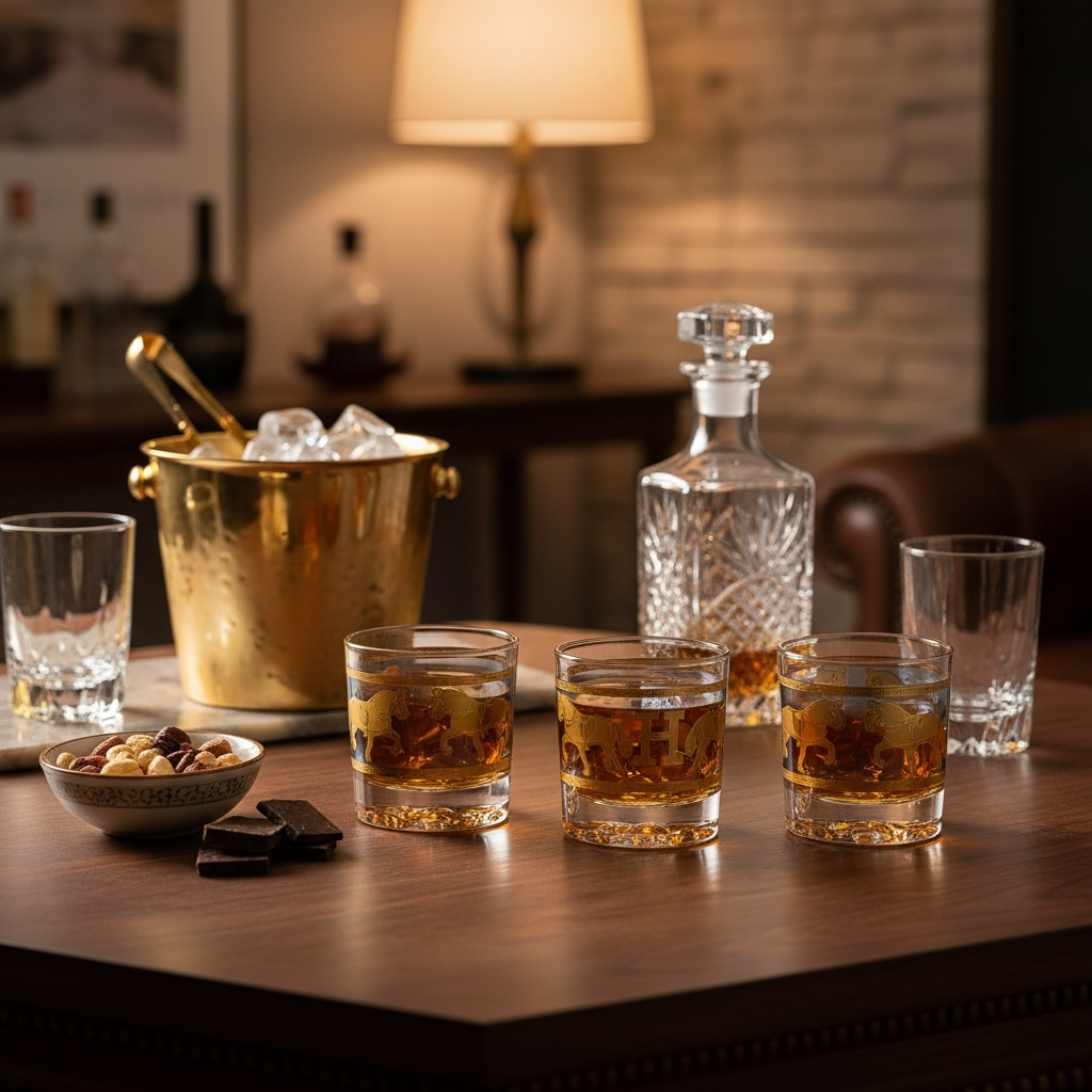 Royal Sovereign 24K Gold Swarovski Crystal Whisky Glass Set (2 Pieces)-Turkey Crystalite collection